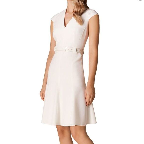 Karen Millen Belted Fit And Flare Dress New With Defect Size 8 - Picture 1 of 16